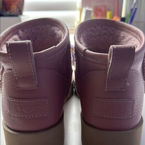 UGG Pink leather Ultra Mini boots
